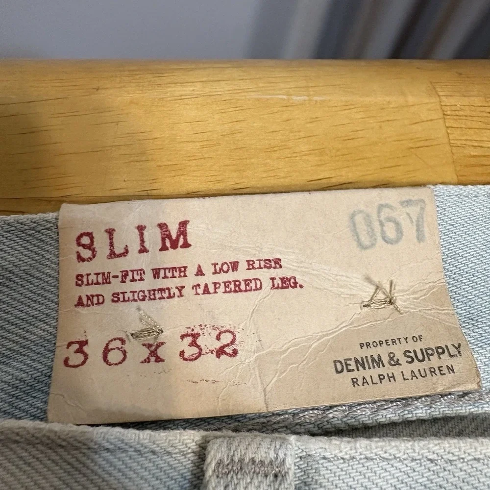 Denim & Supply Ralph Lauren Jeans Womens 36x32 Slim Fit‎ Low Rise White Distress